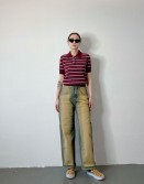 Burgundy Stripe Polo #250301